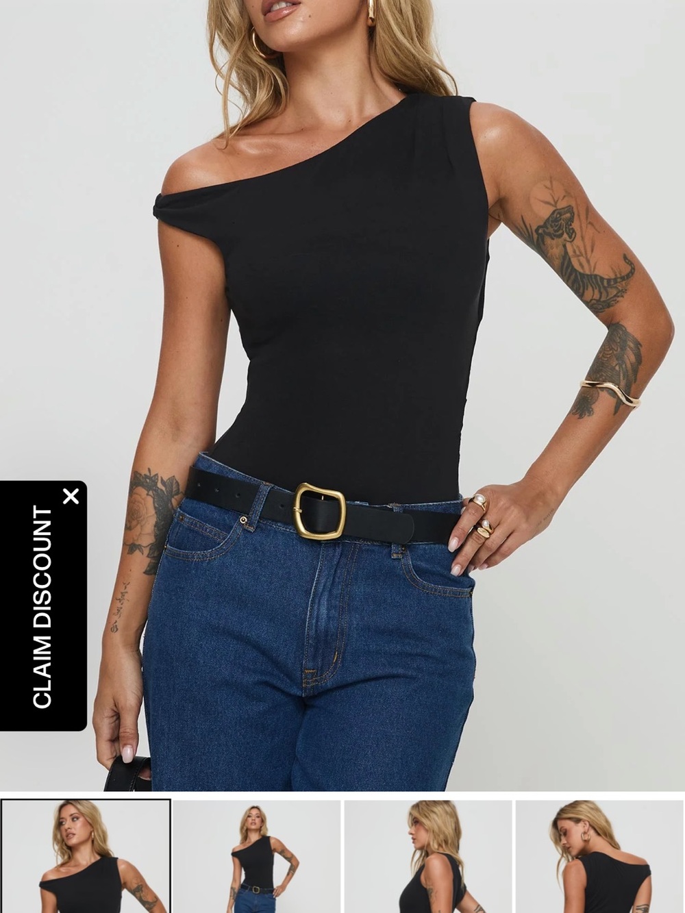 Princess Polly One-Shoulder Black Bodysuit